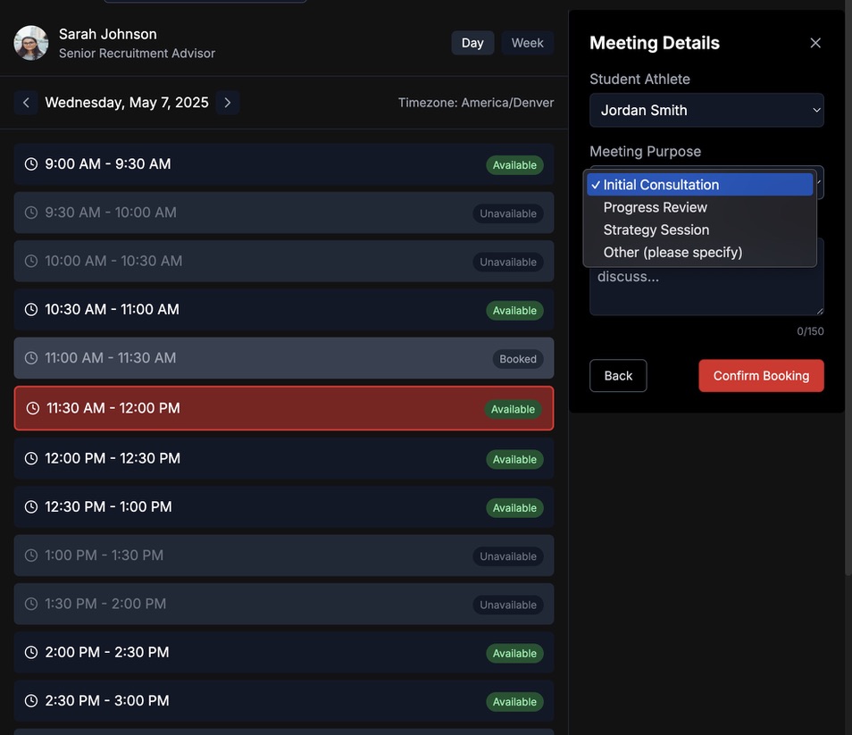 Smart Calendar and Booking Confirmation
